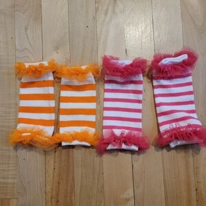 Baby Legwarmers Orange Red Striped 3-12 Month